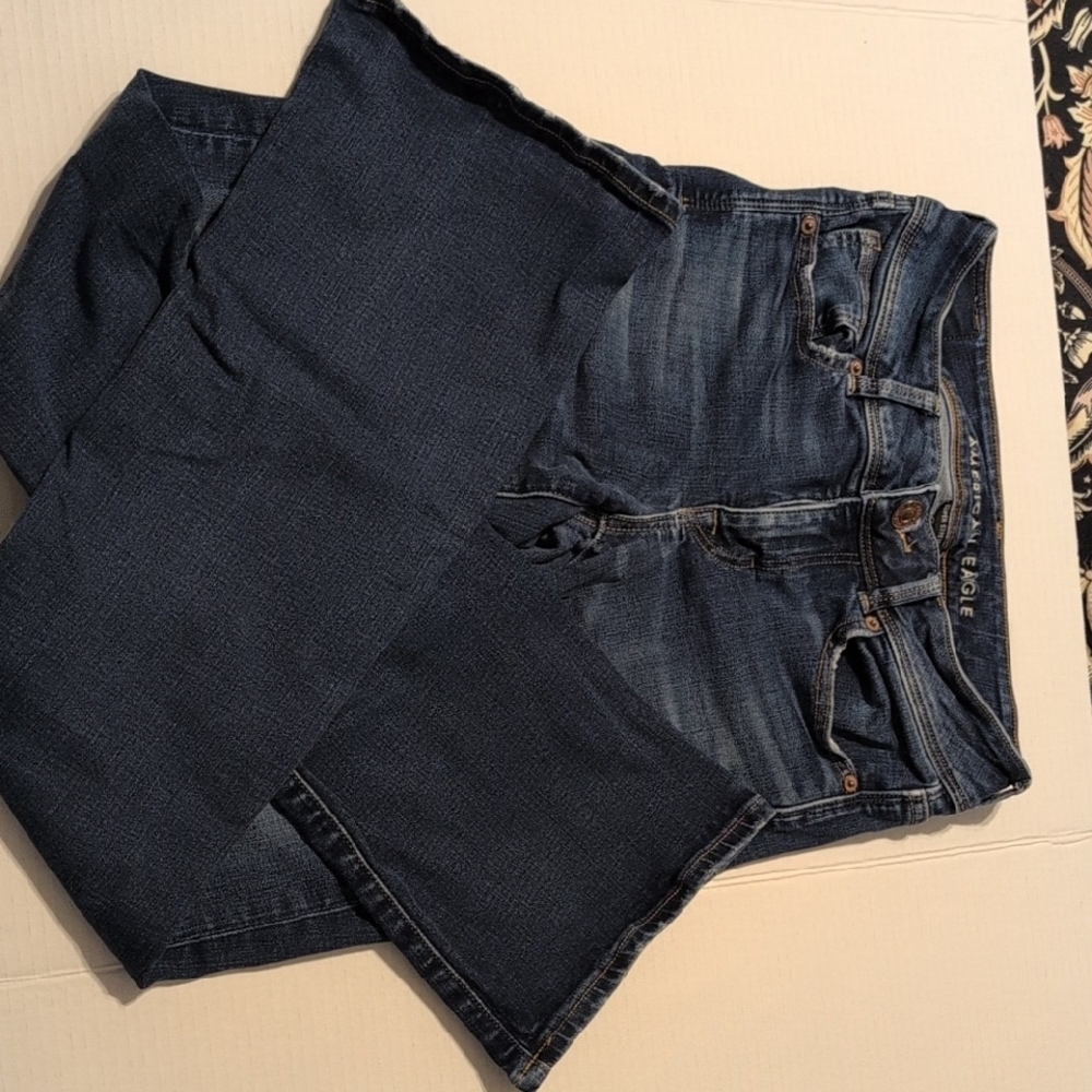 American Eagle Outfitters Dark Blue Straight Leg Skinny Jeans